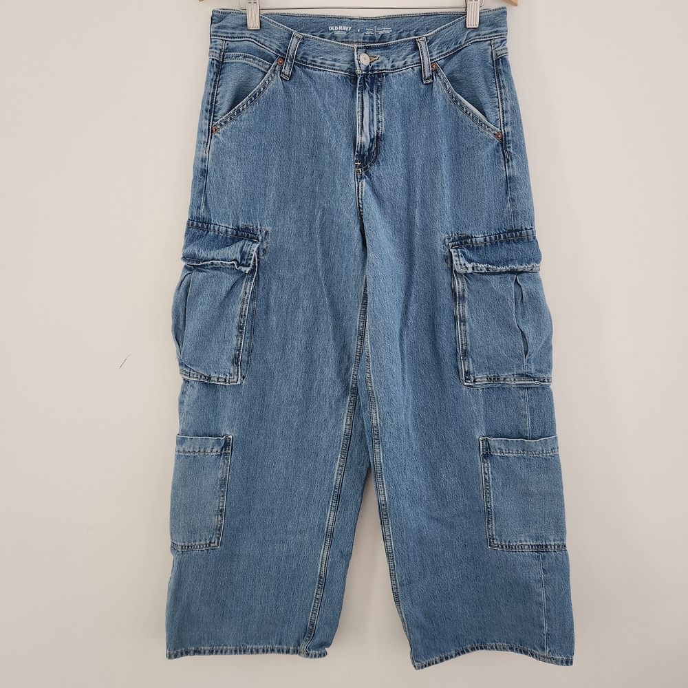 Old Navy Light Blue Wide-Leg Cargo Denim Jeans